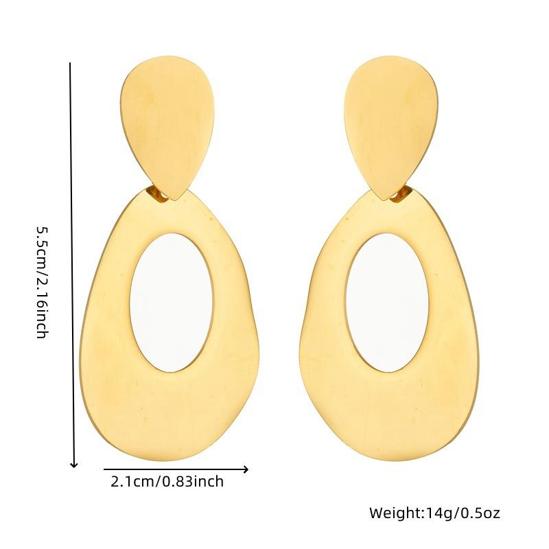 Gold Irregular Drop Earrings Hollow Oval Dangle Earrings for Women