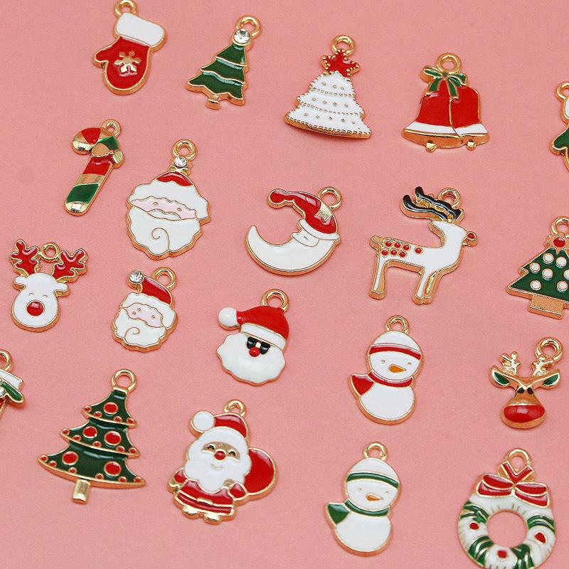 (20Pcs/pack)Mixed Metal Pendants Christmas Mini Decoration Semi-finished  Crafts Xmas Christmas Tree Elements Hanging DIY