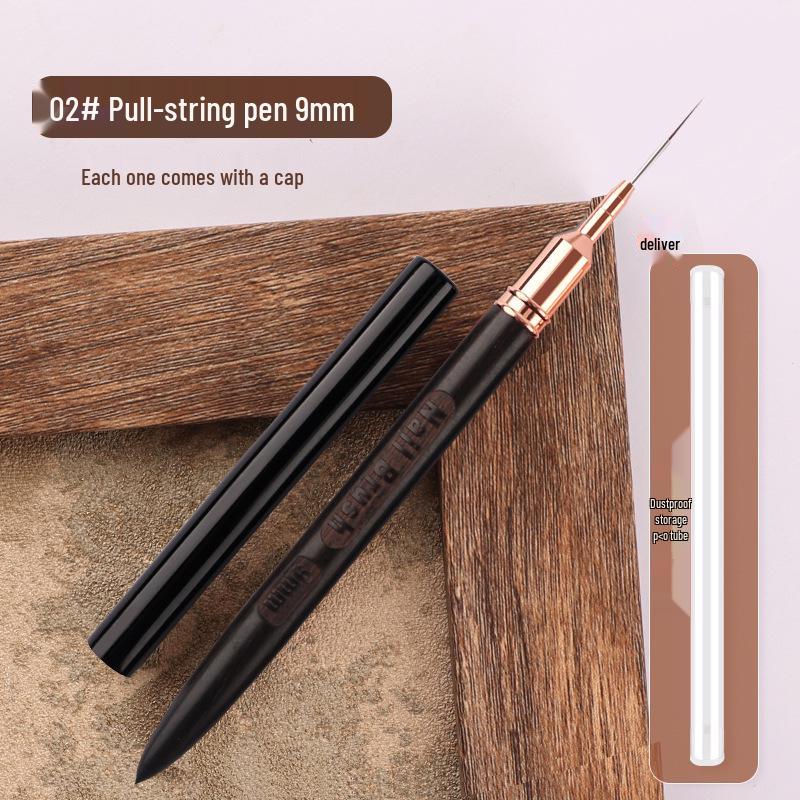 Ultra-Fine Japanese Sandalwood Nail Art Liner Brush for Detailed Color Painting & Line Drawing.