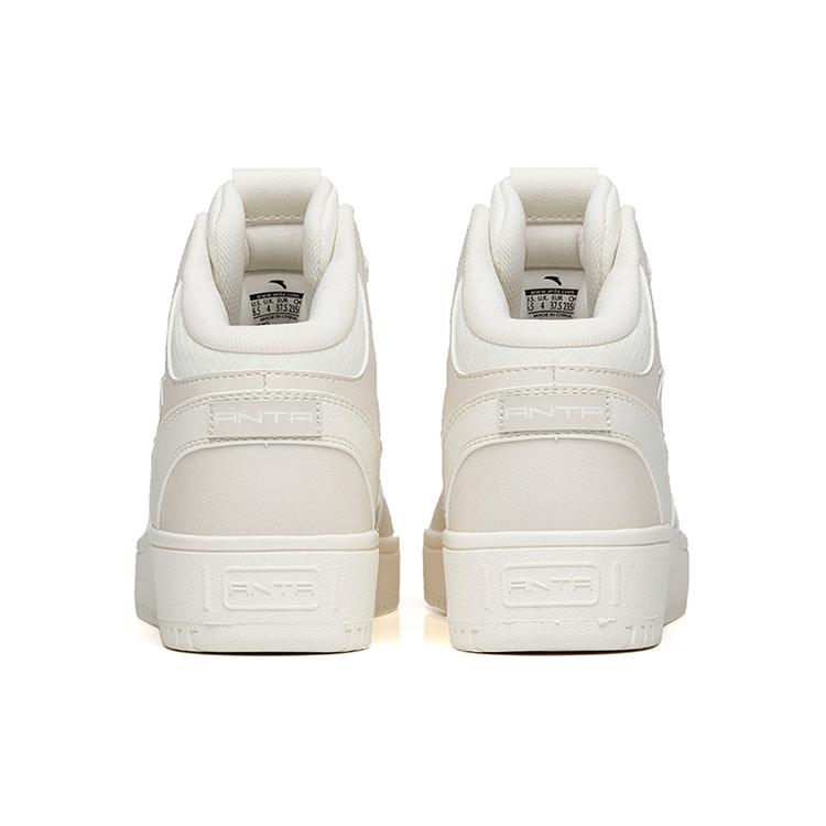 Anta Slip Resistant Abrasion Resistant High top Skateboard Shoes Women's Gray White 922238013-2