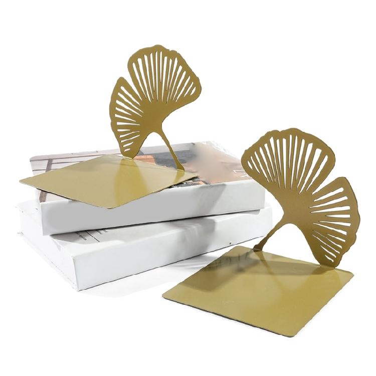 2 szt. Puste podpórki do książek na półki Wytrzymałe metalowe podpórki do książek Podpórki do książek liść ginkgo Podpórki do książek na biurko Dekoracyjny stoper do książek