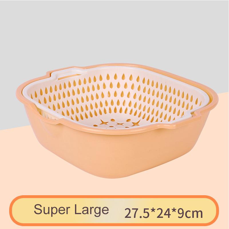 Multifunctional Double-Layer Drain Basket 2PCS/Set Vegetable Wash Basket Plastic Strainer Filter Food Colander Kitchen Gadget