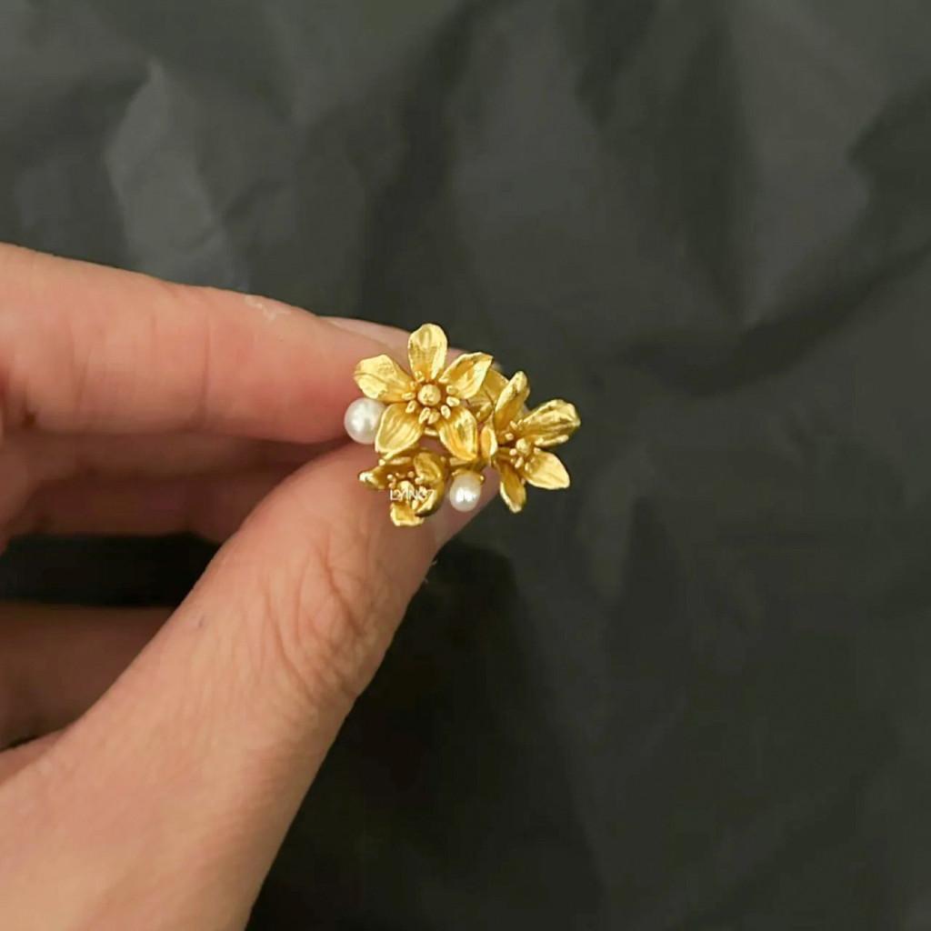 Floral Pearl Ring For Women With Adjustable Open Design In Gold And Silver Finish