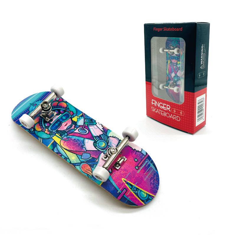 Maple Finger Skateboard with Bearings and Wheels - Mini Double Rocker Board for Kids' Creative Play