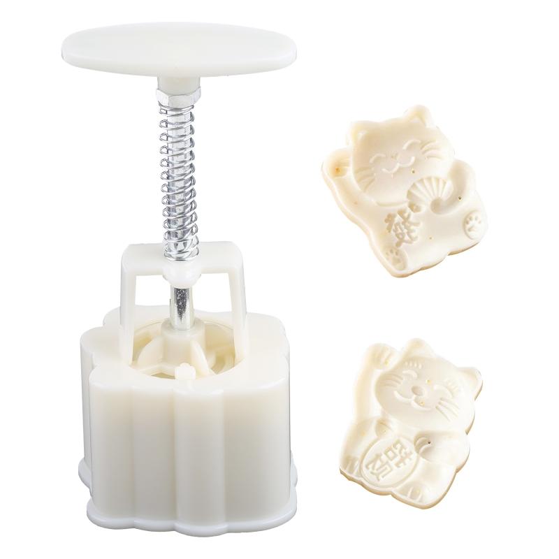 Plastic Material Mooncake Mold 75g Lucky for Cat Shape Stamps Moon Cakes Moulds for Baking Mooncakes for Mid-Autumn Fest 1