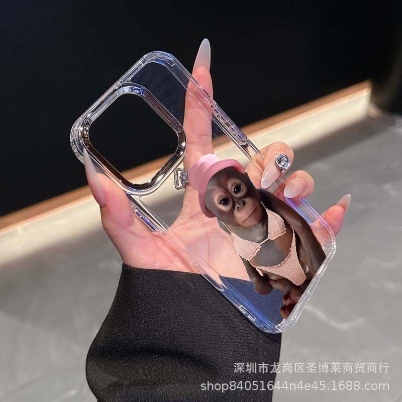 Trend Monkey Suitable for iPhone15promax mobile phone case Apple 16 electroplated photo frame 14/13 protective case 17
