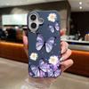 Butterflies Flowers Phone Case For iPhone 16 15 Pro Max 16e 15 14 Plus 13 12 Pro Max 11 Shockproof Leather Texture Soft Colourful Cover