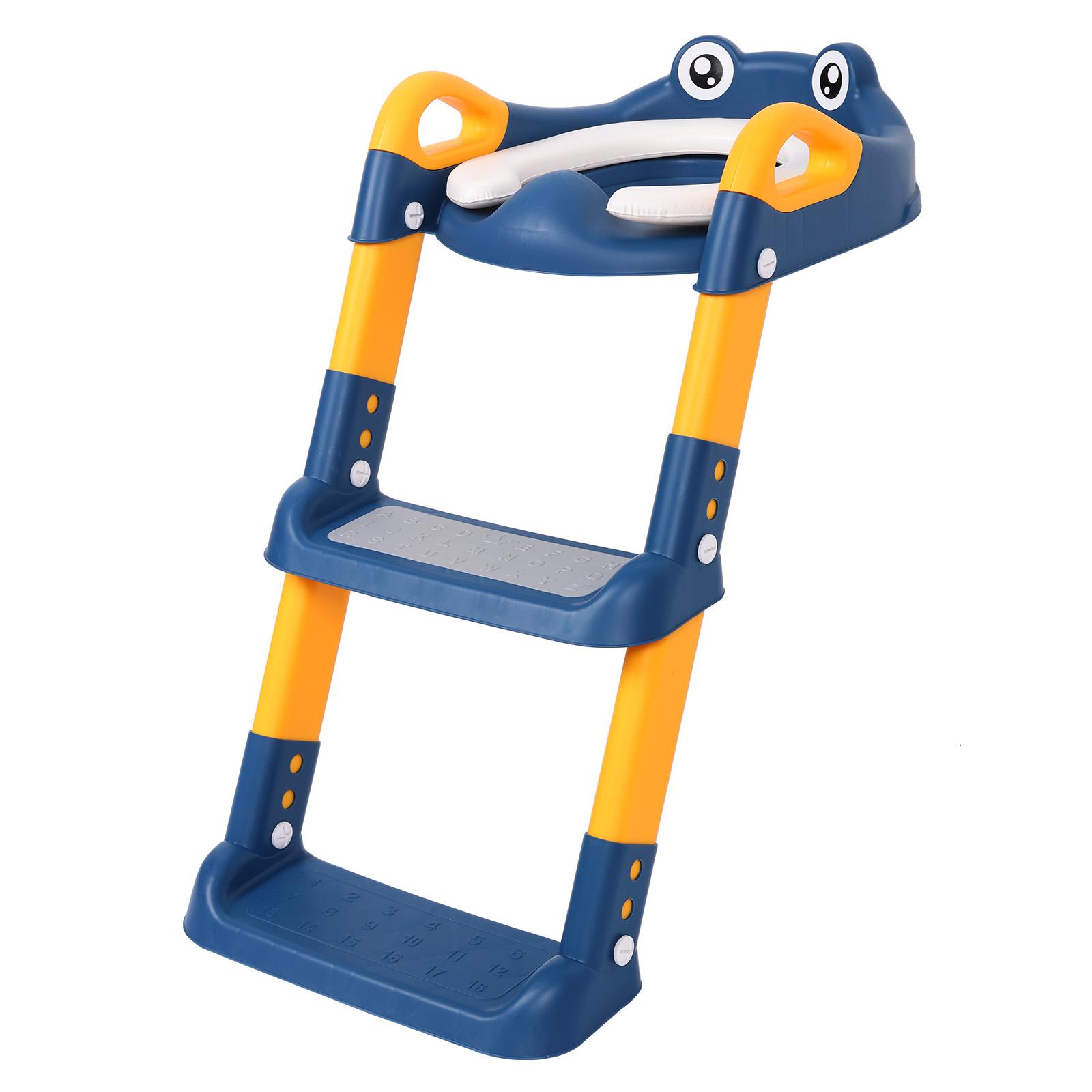 

Children s Toilet Seat Staircase Portable Foldable Kids Auxiliary Toilet Ladder Baby Urinal for Toddler Training Potty синій