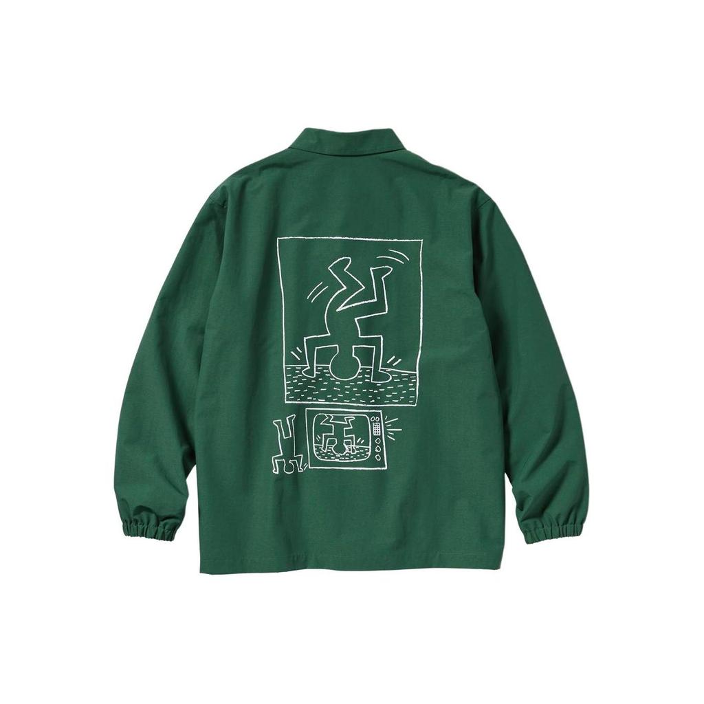 Uniqlo Letter Pattern Coach Single-Breasted Collar Jacket Unisex Jacket Green 467536-55