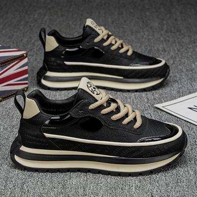 Men's Shoes New Four Seasons Casual Sneakers Thick Sole Height-increasing Casual Shoes British Street Style Wear-resistant Shoes
