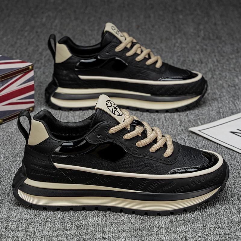 Men's Shoes New Four Seasons Casual Sneakers Thick Sole Height-increasing Casual Shoes British Street Style Wear-resistant Shoes