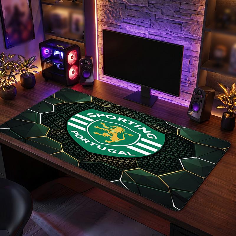 Sporting CP FC Theme Pattern Mouse Pad, Soccer Logo Design XXL Gaming Desk Mat Non-Slip Computer Mouse Pad