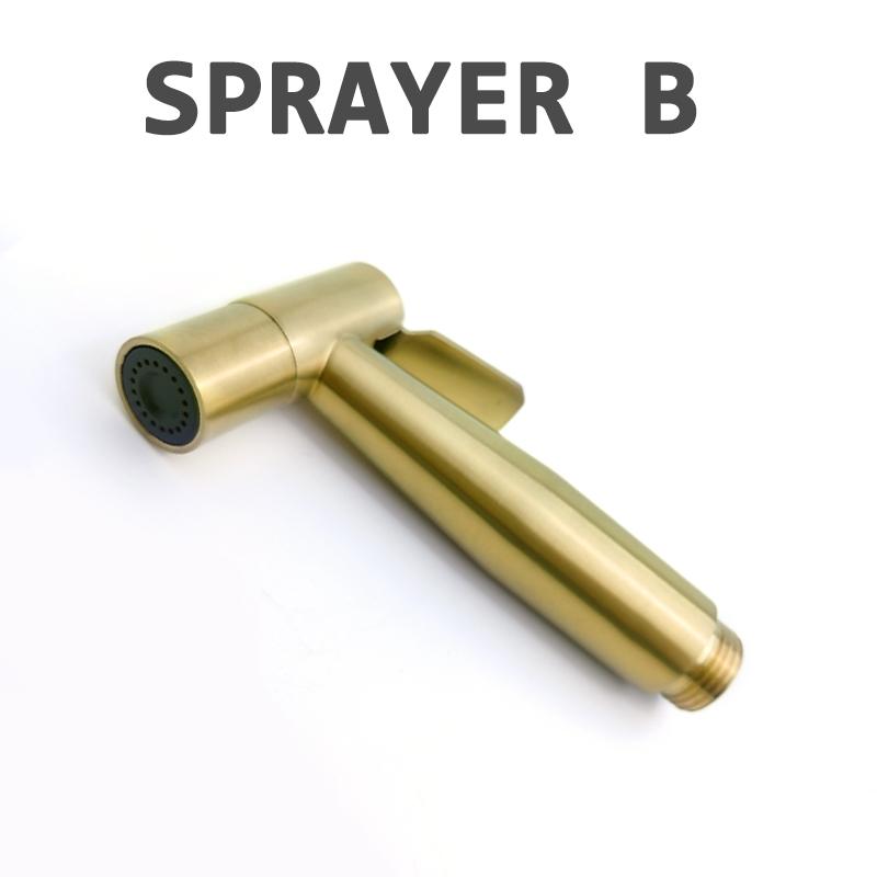 Bidet Sprayer Brushed Gold Bathroom Clean Toilet 2 Functions Water Flow Brass Body Stainless Steel/PVC Hose