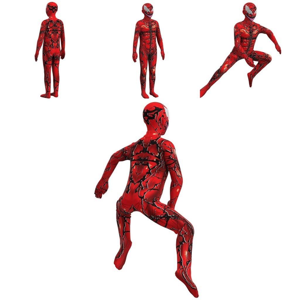 Atemberaubender Kinder Venom Carnage Jumpsuit Rot Ganzkörperkostüm Anzug Für Halloween Cos Performance