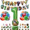 Minecraft-Themed Aluminum Foil Balloon Set: Kid's Birthday Decor with Pull Flags & Number Combination