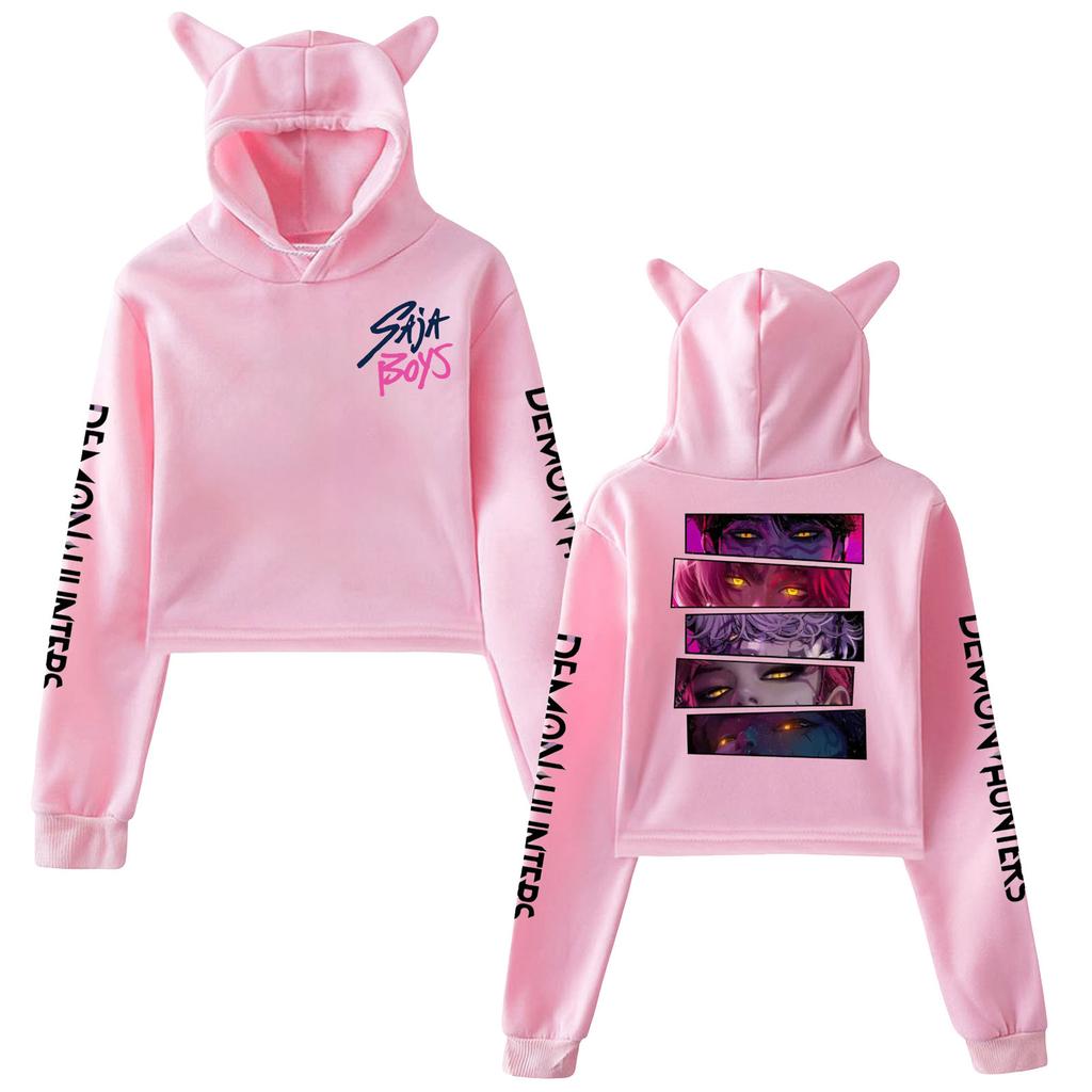 KPop Demon Hunters Huntrix Saja Boys Merch Cat Ear Hoodie Women’s Pullover Sweatshirt with Anime Graphic for K-Pop Fans