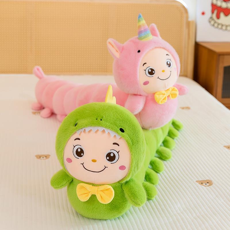 Super süße Einhorn Raupe Plüschtier Mädchen schlafend langes Wurfkissen Junge Dinosaurier Puppe Kissen
