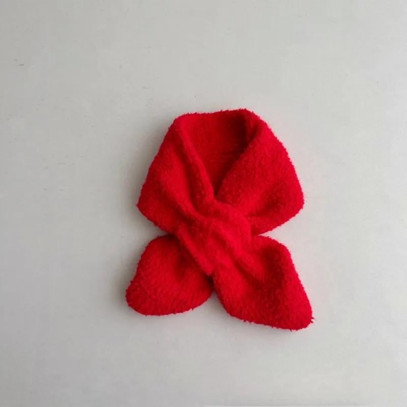 Βρεφική Κασκόλ Χειμωνιάτικη Πλεκτή Βελούδινη Μαλακή Βαμβακερή Μονόχρωμη Ευέλικτη Βρεφική Αντιανεμική Εξωτερικού Χώρου Σταυρωτή Κασκόλ Θερμότερη Κάλυψη Λαιμού