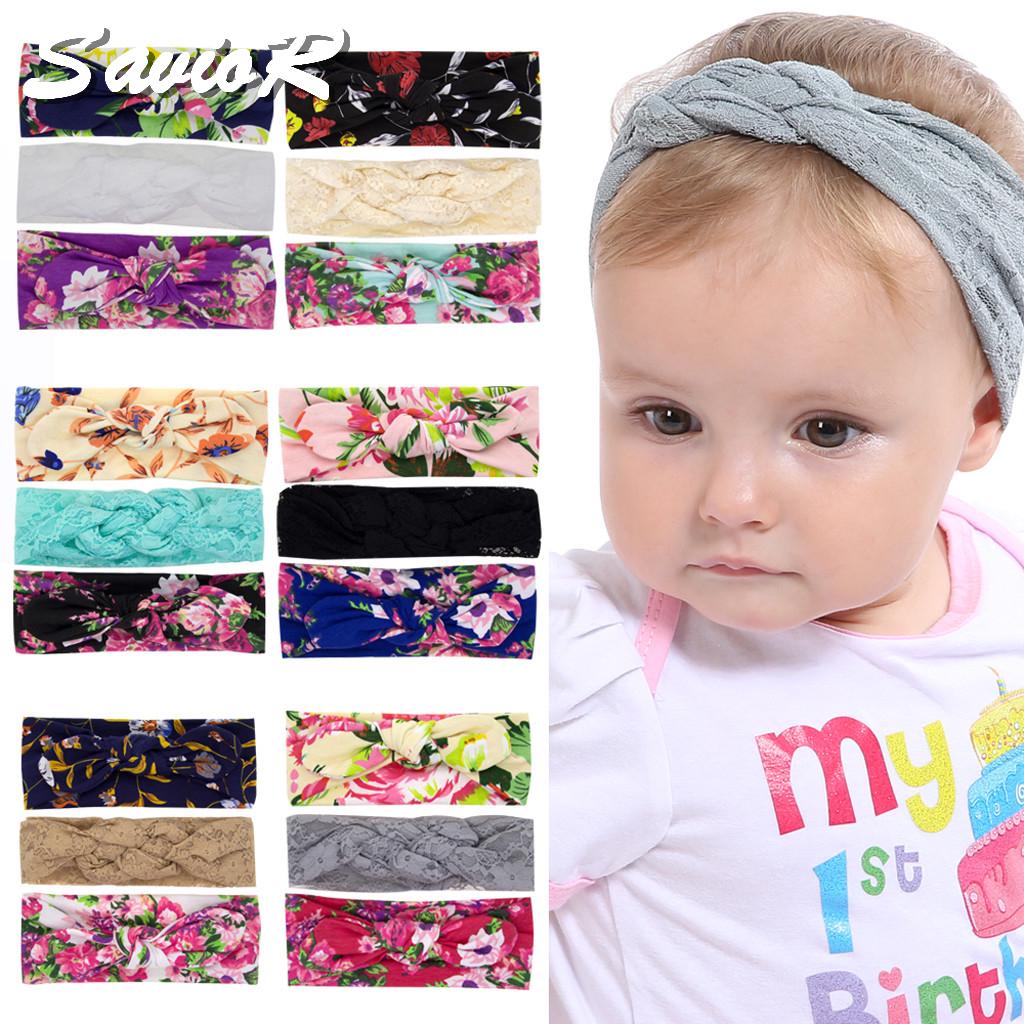 Buy SR 3PC Turban Elastic Headband Headwear Newborn Toddler Kid Baby Girls Accessories at