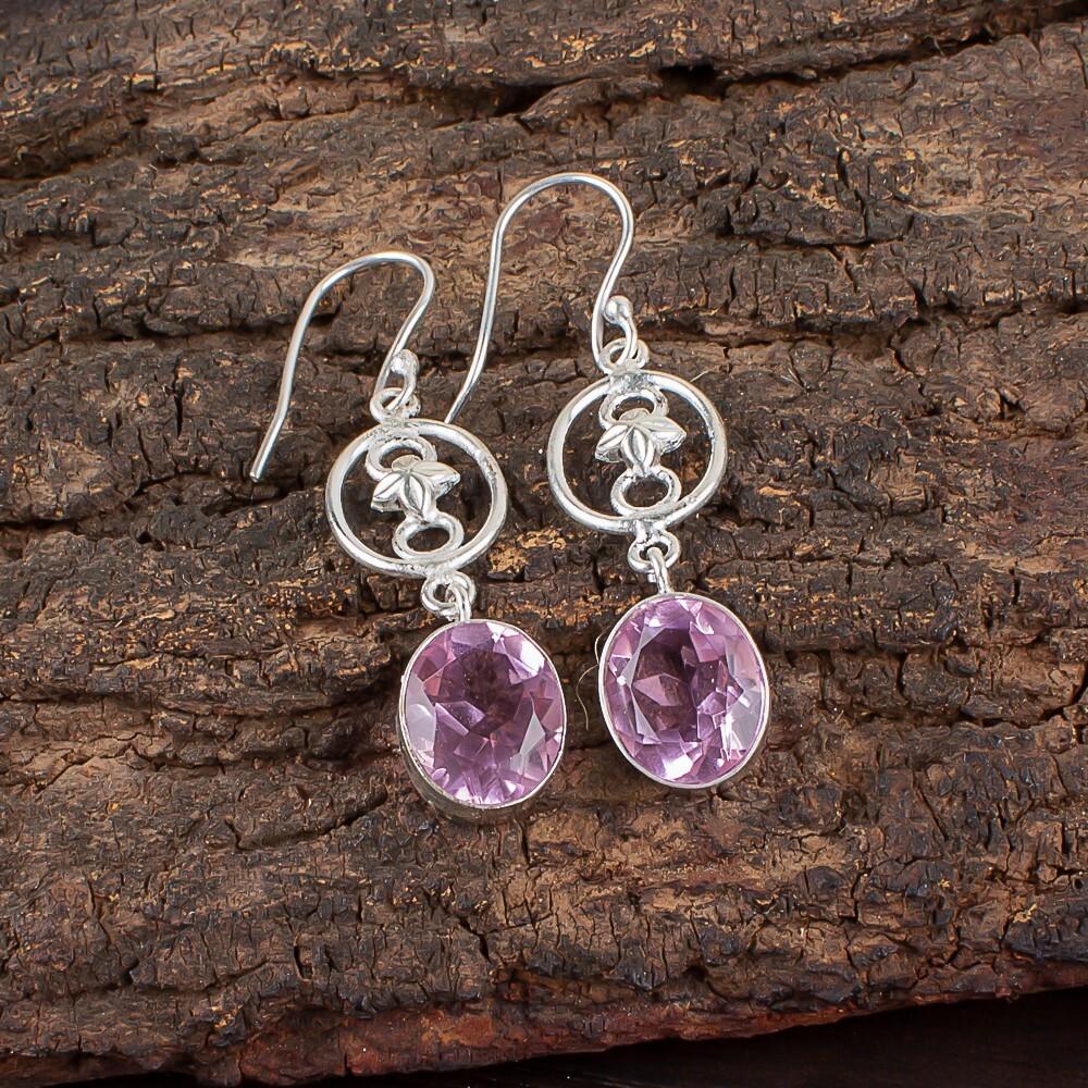 

Морганит Драгоценный камень 925 Стерлинговое серебро Ювелирные изделия Ручной работы Серьги-подвески 2,00 EE-17-11