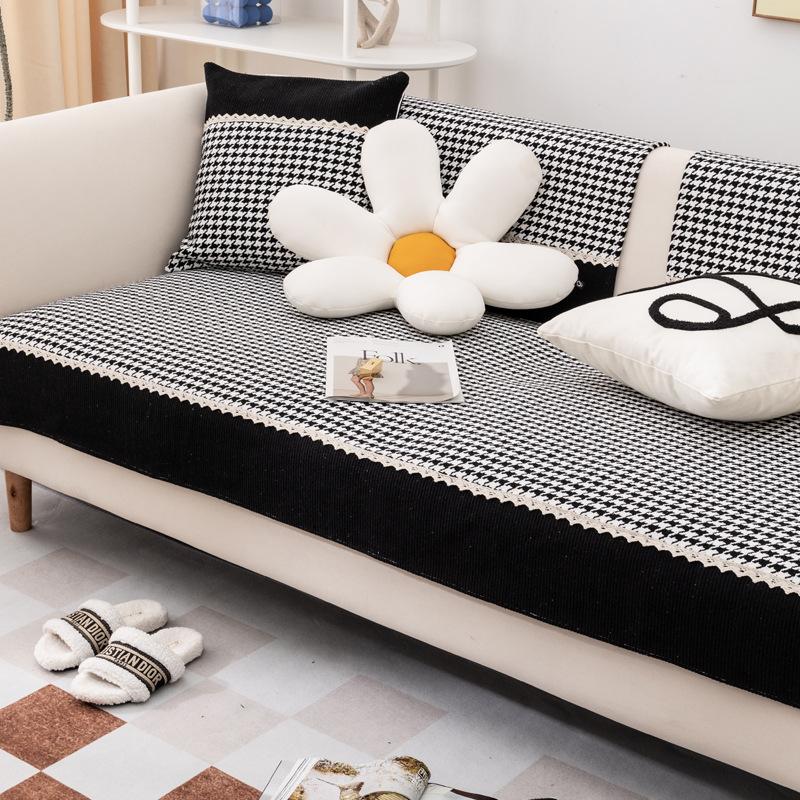 Cotton and Linen Modern Simple Sofa Cushion Sofa Towel Cover Cloth Cover All-inclusive Non-slip All-season Universal Seat Cushion Thickened