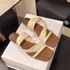 Temperament suede square-headed fairy open-toed slippers female 2025 spring new outer wear Korean version retro Spice Girl cool slippers