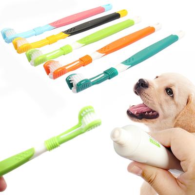 Driezijdige huisdierentandenborstel Driekoppige meerhoekige tandenborstel Reiniging Hond Kat Borstel Slechte adem Tandverzorgingsgereedschap