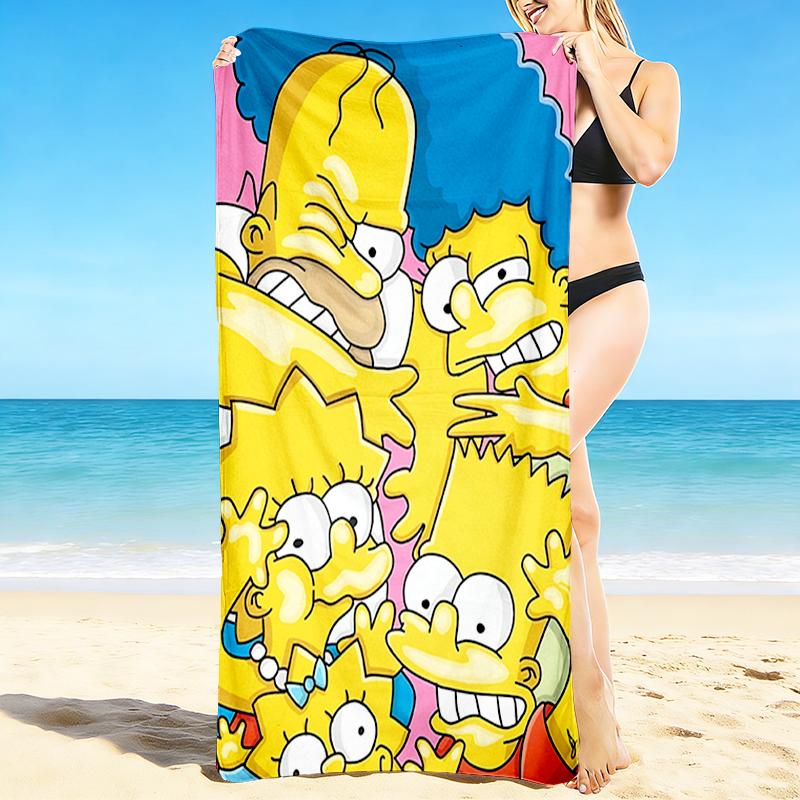 1Pc Simpsons Family Portrait Beach Towel, Quick Dry, Multi-Use for Beach Pool Gym Yoga Home Travel, Christmas, Halloween, Xmas Gift S910