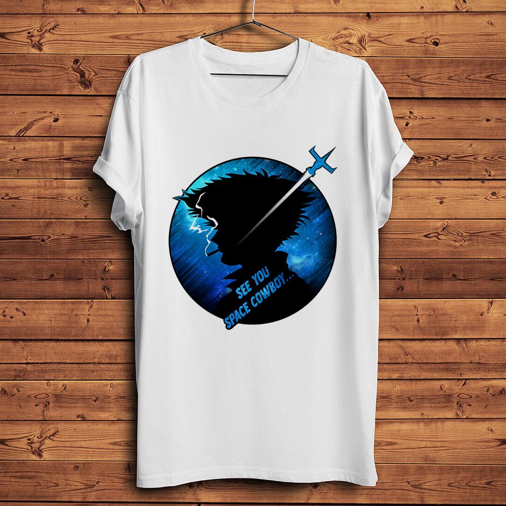 Bounty Hunter Cowboy Space Bebop Spike Spiegel Funny Anime T-Shirt Men White Short Casual Funny T Shirt Unisex Streetwear