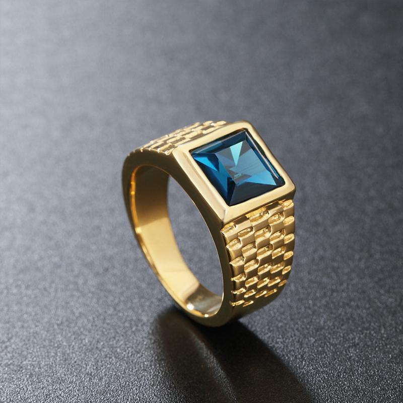 Multi Color Stone Rings for Men Women Hip Hop Punk High Quality Stainless Steel Ring Charm Party Jewelry Gift