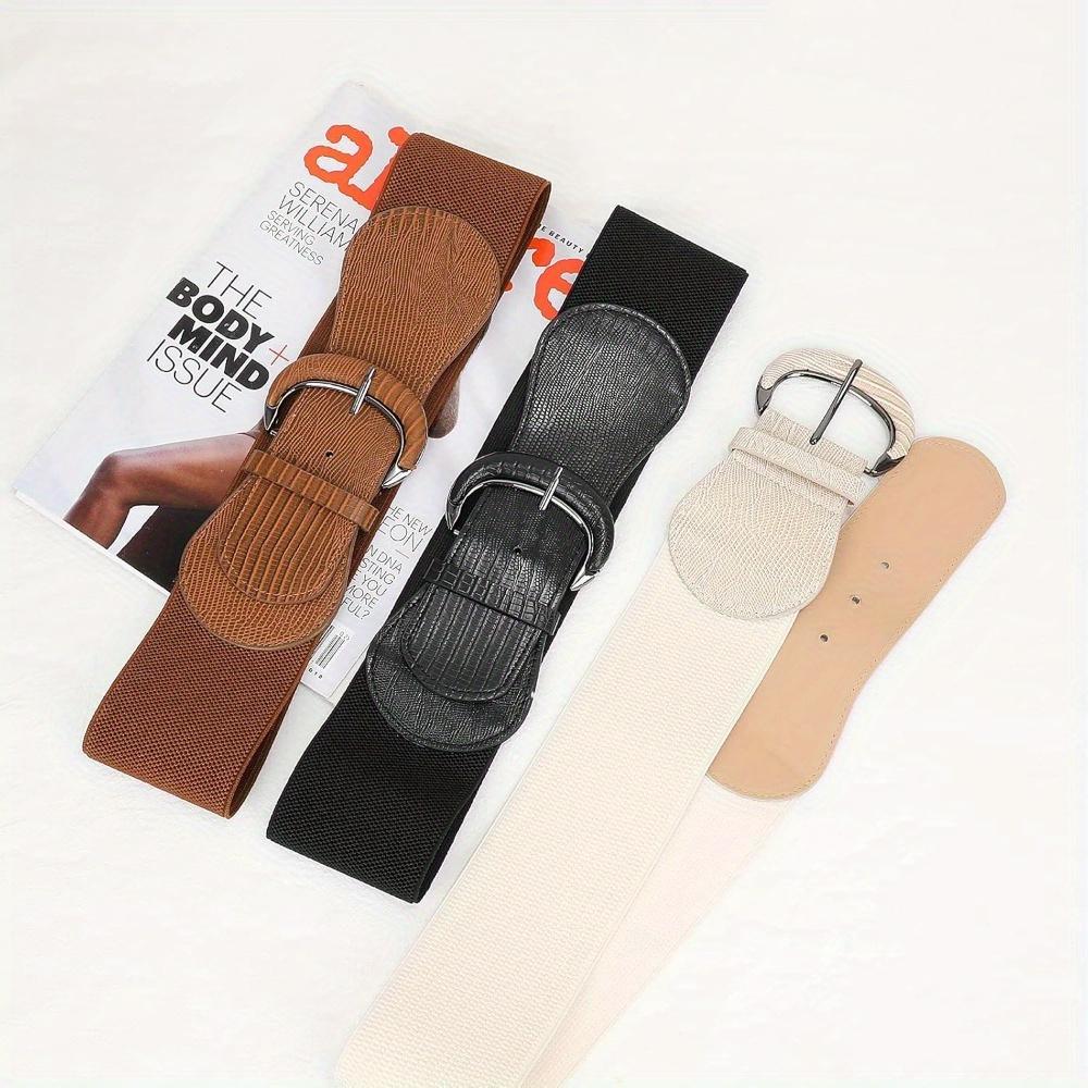 Elegant Elastic Wide Waist Belts for Women Classic Solid Colors with Stylish Metal Buckle Perfect for Dresses & Coats Comfortable Support