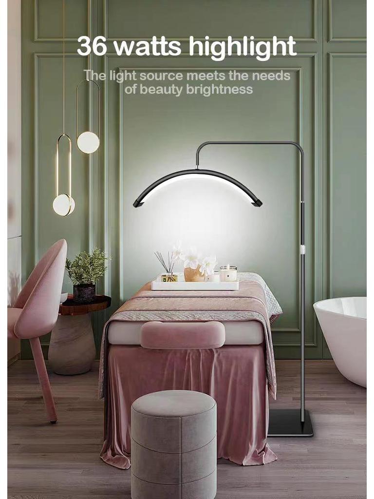 24-inch Half-Moon LED Beauty Lamp for Manicure, Microblading, Eyebrow, Eyelash, Eye Protection, Floor Fill Light.