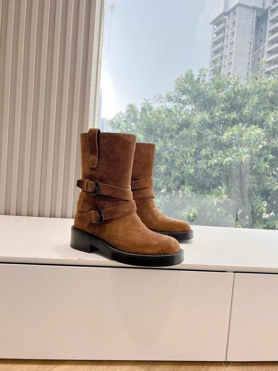 

Осень и зима новые ретро пряжка ремня рыцарские сапоги женские толстый каблук толстая подошва кожа средняя труба ремешок ботинки Мартин 40