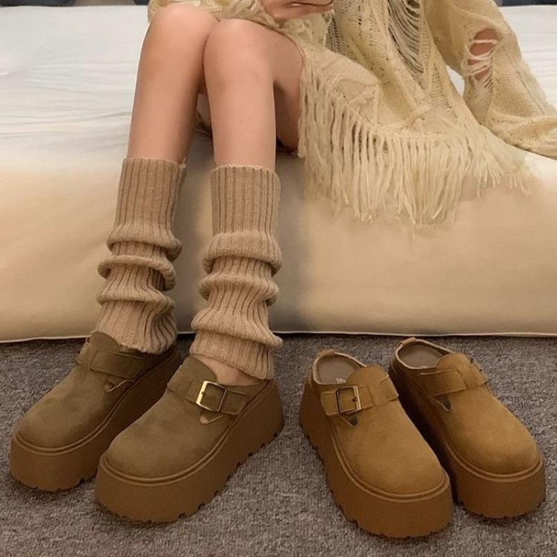 Retro Thick-soled, Flip-top, Half-slipper Women's Outerwear New Versatile, One-step Lazy Boken Shoes