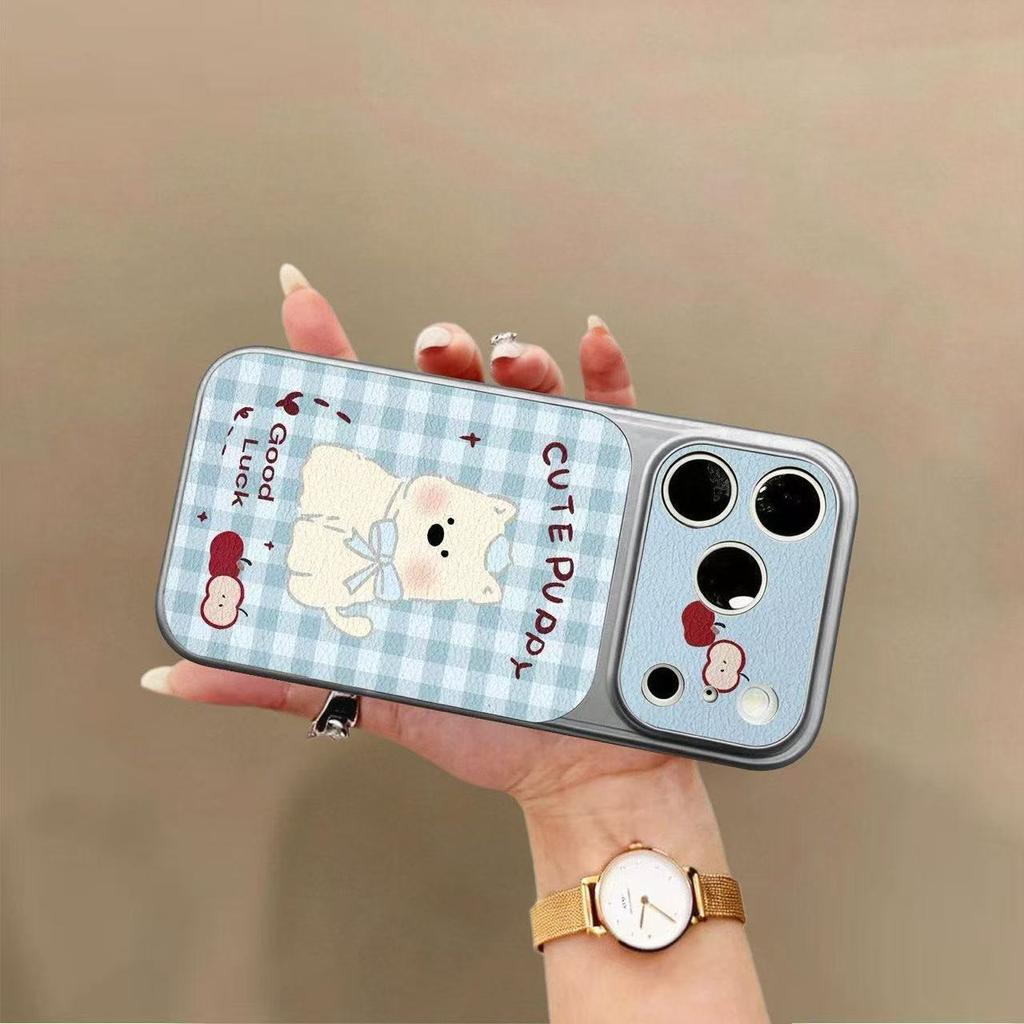 Blue puppy is suitable for 17promax mobile phone case 16pro new 15 leather 14 large windows 13 cute 12x female
