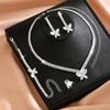 Set Niche Butterfly Zircon Wedding Necklace Bridal Earrings Jewelry Banquet Jewelry Collarbone Chain Women