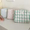 Vintage Plaid Women's Storage Bags Large Capacity Cosmetic Bag Make Up Case Soft Cotton Portable Female Clutch Purse Handbags