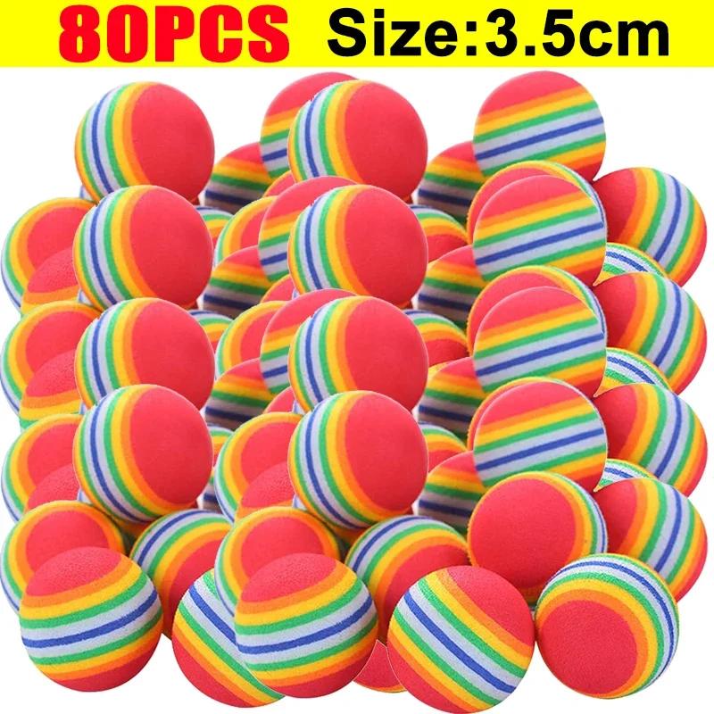 100/10 PIEZAS Pelotas de Juguete para Mascotas Interactivas Arcoíris Bolas de EVA Juguetes de Entrenamiento para Gatos Perros Bolas Suaves de Salto Automático Suministros para Jugar Mascotas