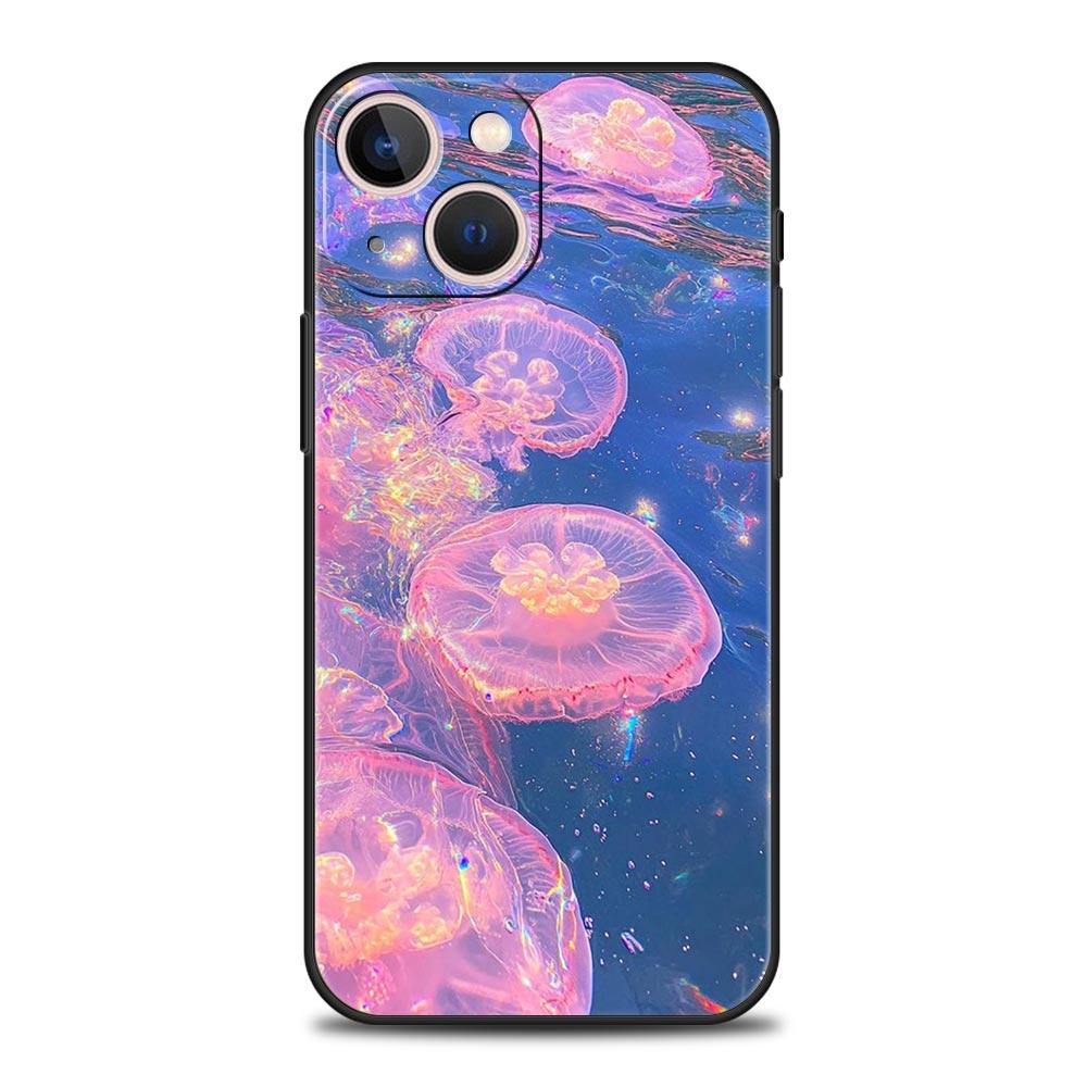 

Чехол для телефона iPhone 17 16e 15 14 13 12 11 Pro Max SE 7 8 Plus Корпус iPhone 16 Мягкий ТПУ Чехол Розовая Медуза Океанический iPhone 17 Pro