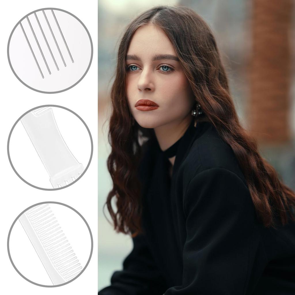 2pcs Teasing Combs with Metal Prong, Double-Head Hair Picking Comb Fork Comb Tool for Women Fine & Thick Hair Styling Salon - Fluffing & Styling