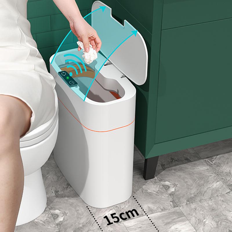 Smart Trash Can Household Bedroom Smart Sensor Touchless Trash Can with Lid Bathroom Deodorant IPX 5 Waterproof Bedroom Living Room Cracked Trash Can