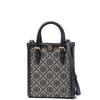 T Monogram Classic Allover Print Fabric And Leather Tote Bag Unisex Tote Bag Navy-Blue 87146-405