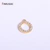 8mm 14k Gold Plated Copper Metal Inlay Zircon Round Small Pendant DIY Earrings Necklaces Fittings Jewelry Making Supplies