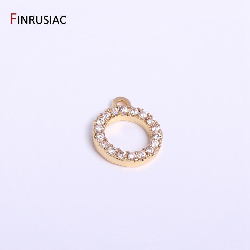 8mm 14k Gold Plated Copper Metal Inlay Zircon Round Small Pendant DIY Earrings Necklaces Fittings Jewelry Making Supplies