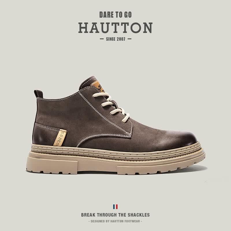 HAUT TON Men's Retro Cowhide Martin Boots