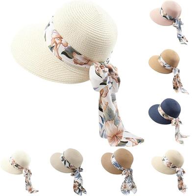 1Pc Women Sun Floppy Roll Up Wide Brim Beach Hat Foldable Summer Straw Hats
