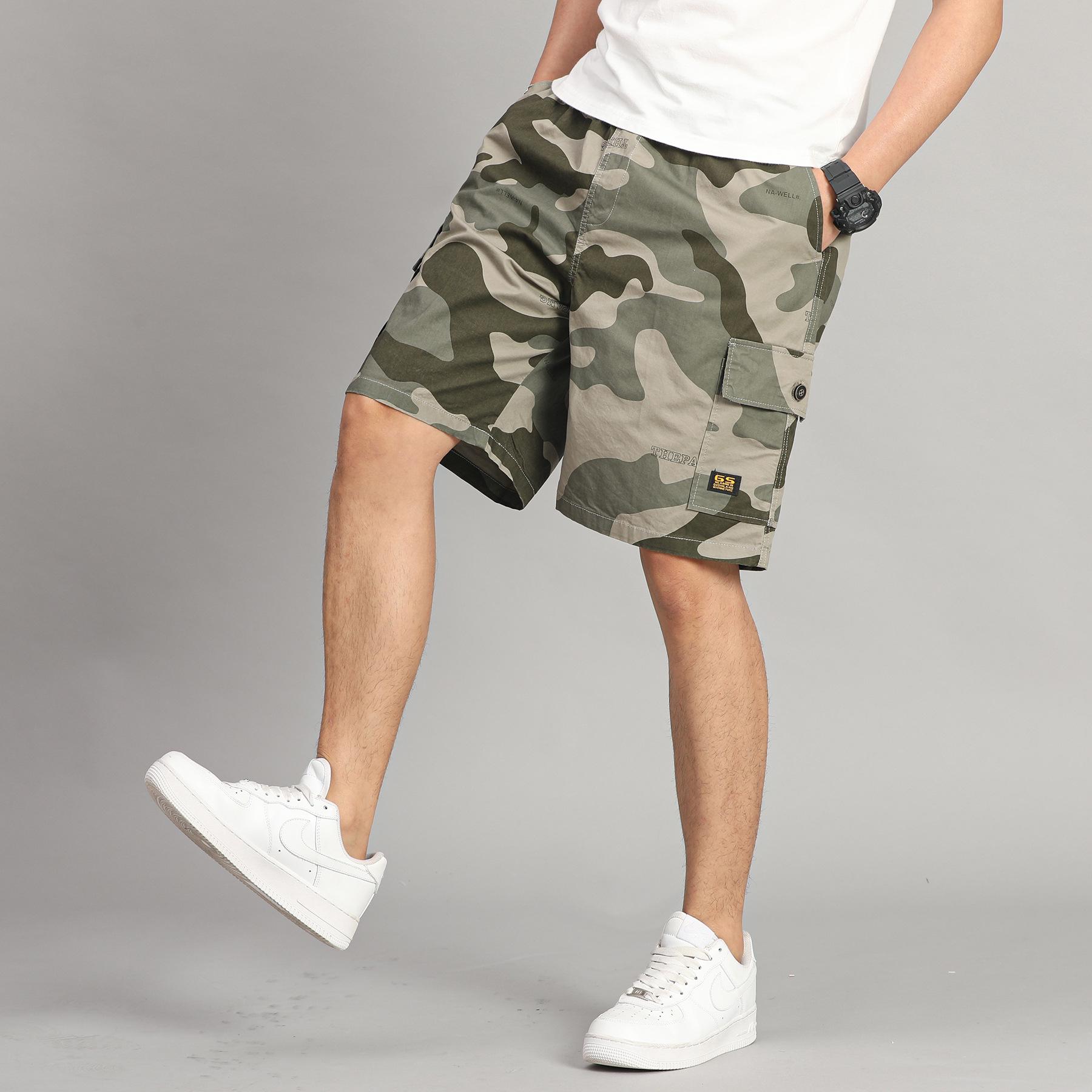 Men s 100% Cotton Camouflage Casual Beach Shorts L