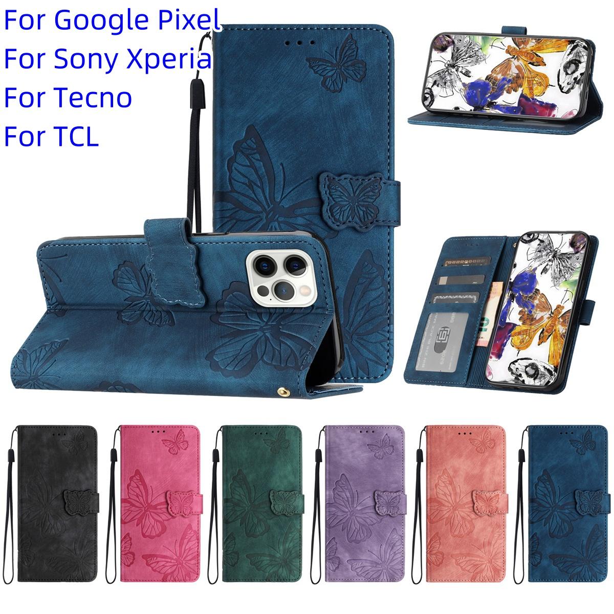 

Для Google Pixel 6, Pixel 7, Pixel 8, Tecno Pop 7, Spark 10, Sony Xperia 1 V/10 V, TCL 403... кожаный флип-бумажник с тиснением и бабочкой, чехол из искусственной кожи