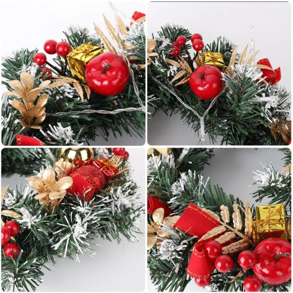 Christmas Wreath, Outdoor Lighted Christmas Wreath For Front Door, Xmas Wreath For Holiday Christmas Party Decorations