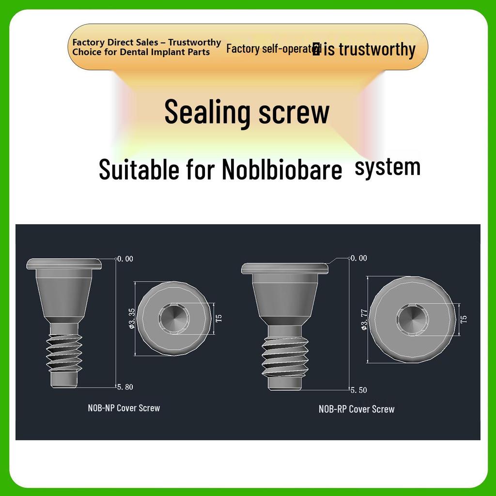 Compatible Seal Screw for Nobel Implants: Abutment, Transfer Post, Impression Cap & Rod